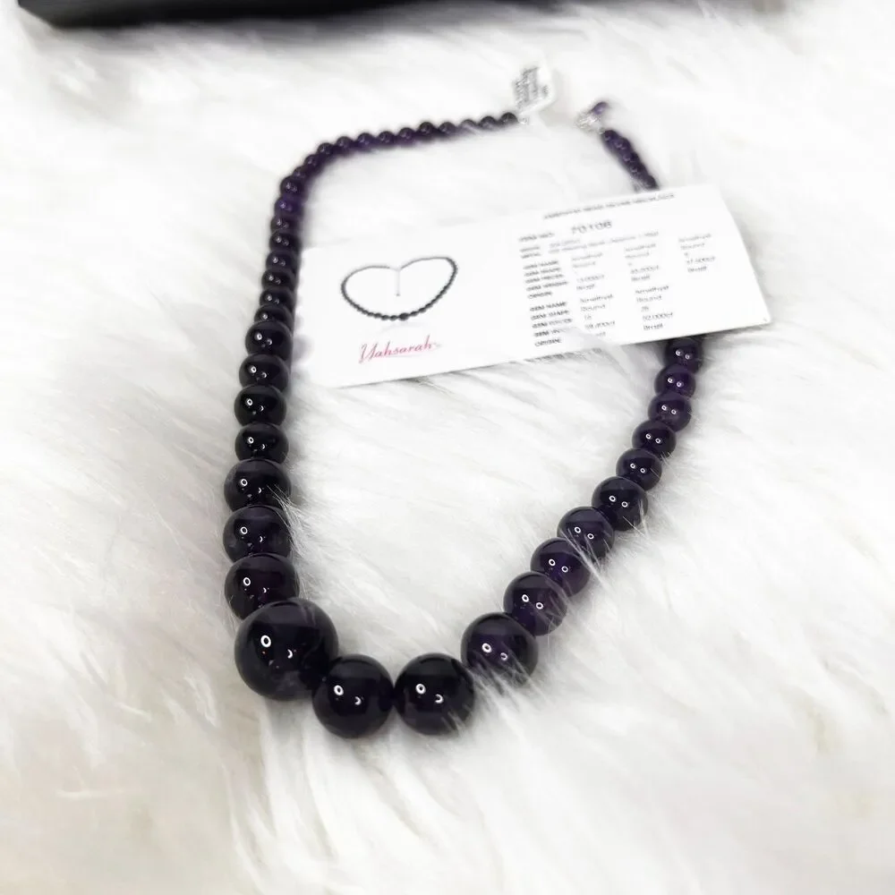 Amethyst Bead Silver Necklace | yahsarah | Gems TV | 925 Sterling Silver